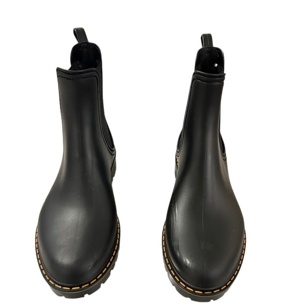 Igor Black Rubber Chelsea Rain Boots Lug Sole Waterproof Women's Size 10